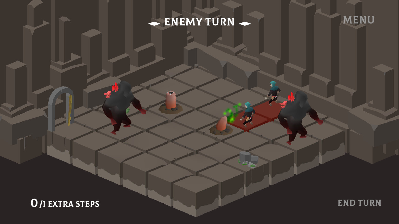 The enemy turn with a worm attacking in Thief's Soul.